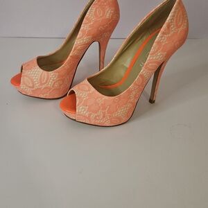 Aldo Coral Lace Peep-Toe Stiletto Heels